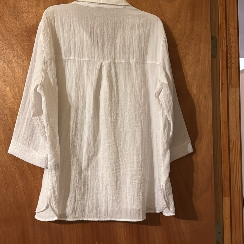 John Mark White collared Button-Up Shirt, 3/4 Sleeves & unique buttons (OLCC) - Picture 4 of 4